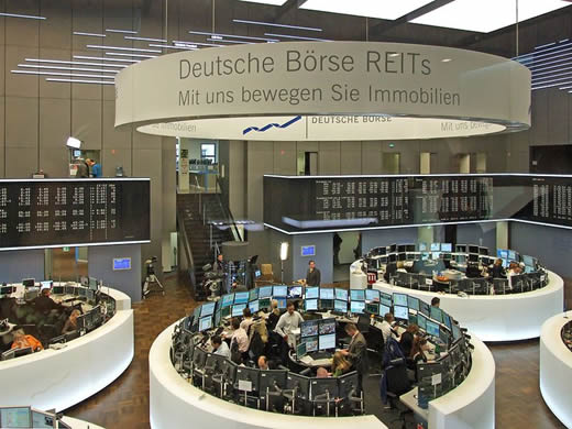 A view of a computerized trading floor at the Frankfurt Stock Exchange.
