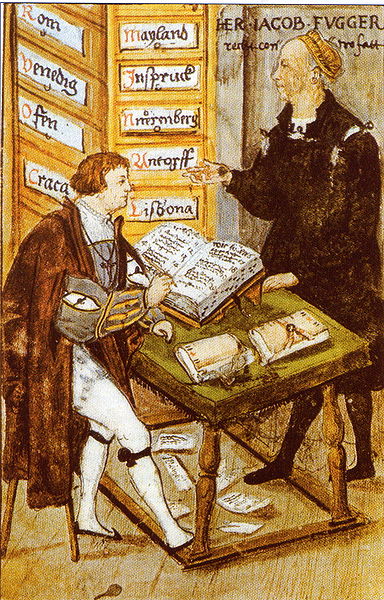 Duits koopman met zijn hoofdboekhouder, 1517 