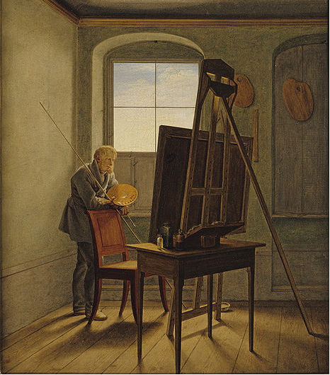 Georg Friedrich Kersting: Caspar David Friedrich in seinem Atelier (51x40 cm), 1819