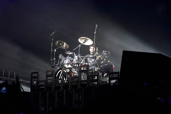 Rob Bourdon, le batteur du groupe de rock Linkin Park. Rob Bourdon of Linkin Park at The Globe Arena in Stockholm. Photo by Rickard Laurin.