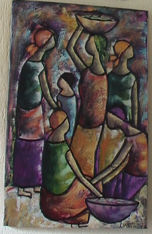 "le femmes du marché", Peinture de Zetou (Congo, RDC) 
