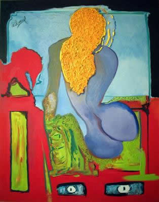 "La femme et le corbeau" une toile de Christine Leboeuf (France)
