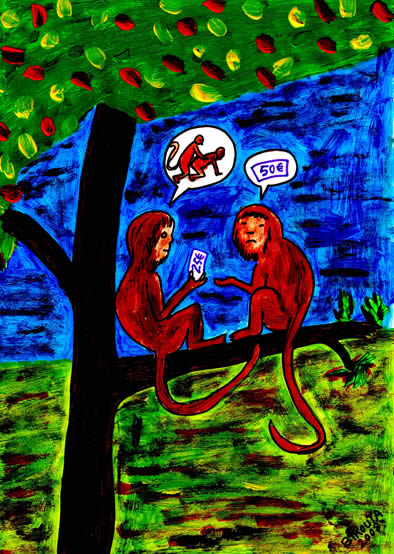 Monkey Prostitution? (Foto en kunstwerk van Bikouta Nkaoulou) 