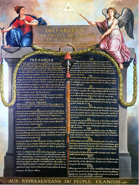 La représentation de la « Déclaration des Droits de l'Homme et du Citoyen de 1789 » (dp).