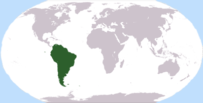 Location of South America