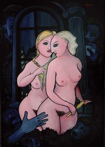 "La coiffeuse" (peinture, acrylique) ROMPH Simon (France). Prix de bronze du 3e Art ("érotique", Peinture) / Bronze Prize "erotic painting". 