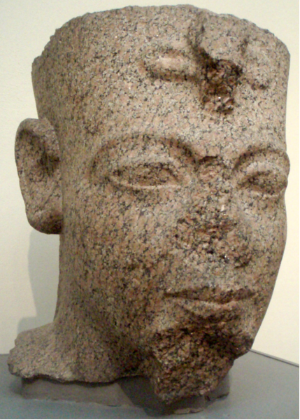 Colossal statue head of pharaoh Ramesses III, from Karnak, temple of Mut. Made of red granite, dynasty 20, circa 1182-1151 B.C. Possibly a usurped work from the time of Tutankhamun or one of his immediate successors. Now residing in the Museum of Fine Arts, Boston (Photo by Keith Schengili-Roberts).